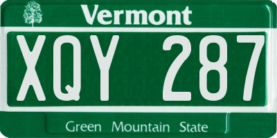 VT license plate XQY287