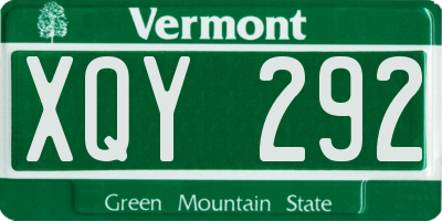 VT license plate XQY292