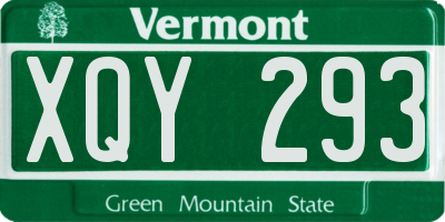 VT license plate XQY293