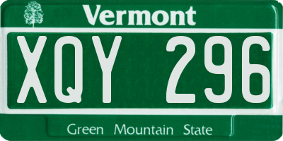 VT license plate XQY296