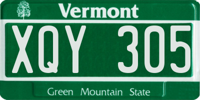 VT license plate XQY305