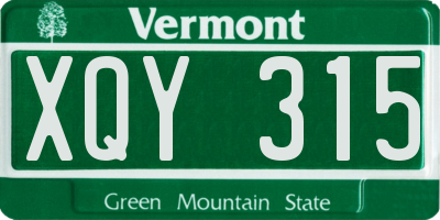 VT license plate XQY315