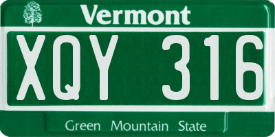 VT license plate XQY316