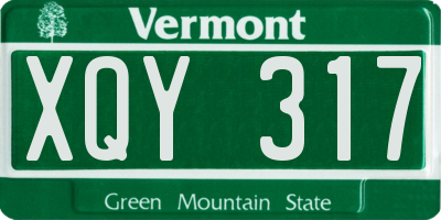 VT license plate XQY317