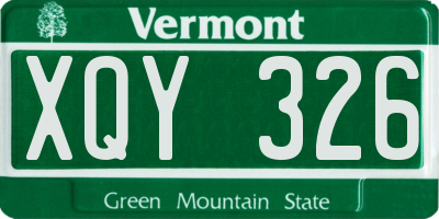 VT license plate XQY326