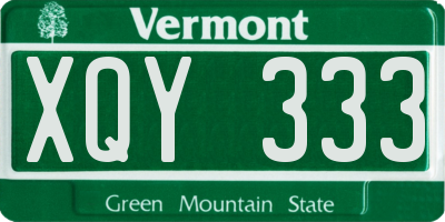 VT license plate XQY333