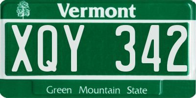 VT license plate XQY342