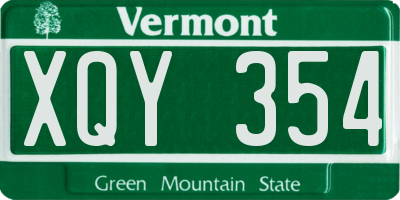 VT license plate XQY354