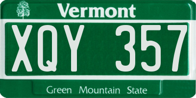 VT license plate XQY357