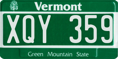 VT license plate XQY359