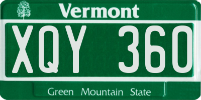 VT license plate XQY360