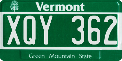 VT license plate XQY362