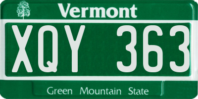 VT license plate XQY363
