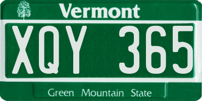 VT license plate XQY365