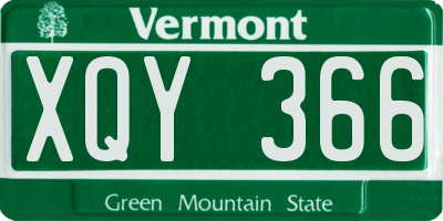 VT license plate XQY366