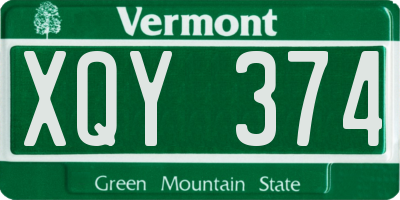 VT license plate XQY374