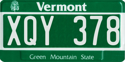 VT license plate XQY378