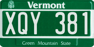 VT license plate XQY381