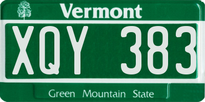 VT license plate XQY383