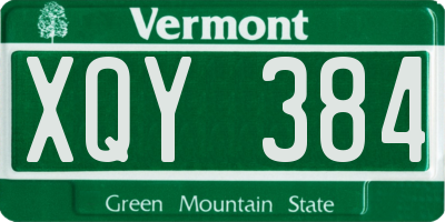 VT license plate XQY384