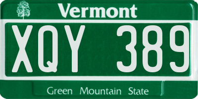 VT license plate XQY389