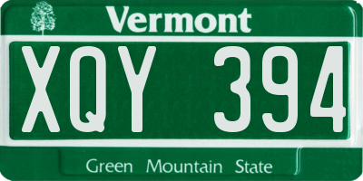 VT license plate XQY394