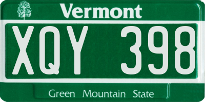 VT license plate XQY398