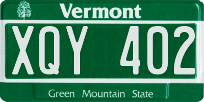 VT license plate XQY402