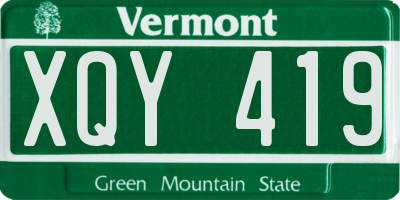 VT license plate XQY419