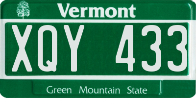 VT license plate XQY433