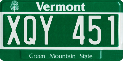 VT license plate XQY451
