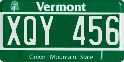 VT license plate XQY456