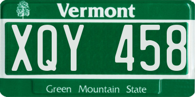 VT license plate XQY458