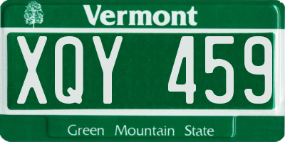 VT license plate XQY459