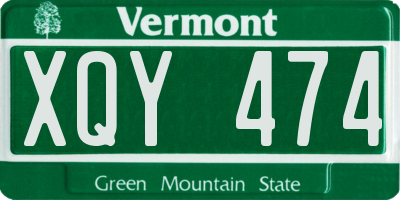 VT license plate XQY474