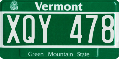 VT license plate XQY478