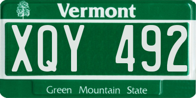 VT license plate XQY492
