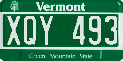 VT license plate XQY493