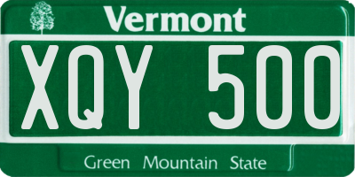VT license plate XQY500