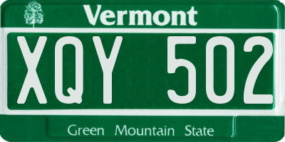 VT license plate XQY502