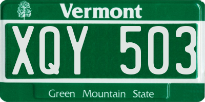 VT license plate XQY503