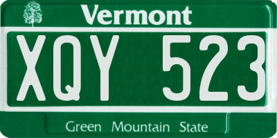 VT license plate XQY523