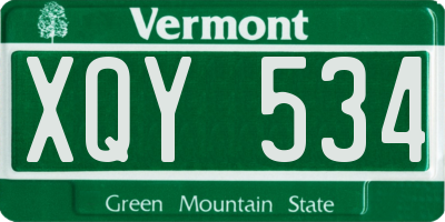 VT license plate XQY534