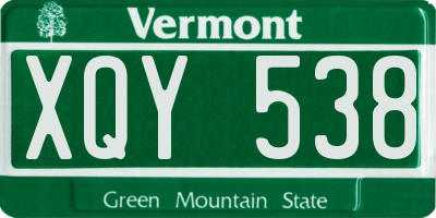 VT license plate XQY538