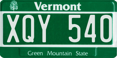 VT license plate XQY540