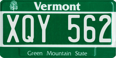 VT license plate XQY562