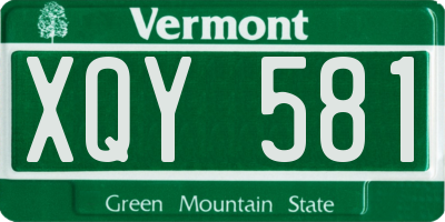 VT license plate XQY581