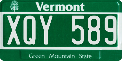 VT license plate XQY589