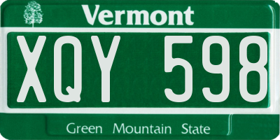 VT license plate XQY598