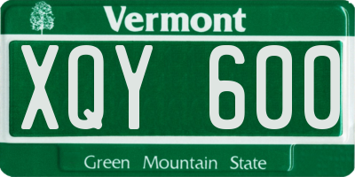 VT license plate XQY600